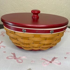 Longaberger 2015 Helping Heart Valentines Day Basket Heart Rivets Woodcrafts Lid